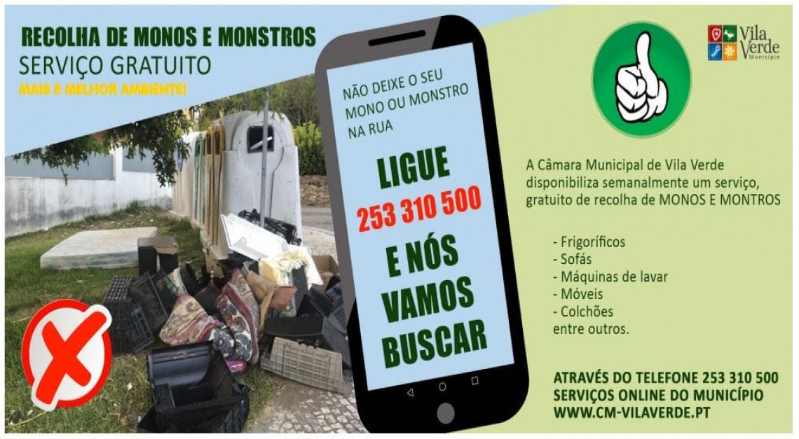 Não lixe o ambiente. Serviço gratuito de recolha de monos e monstros